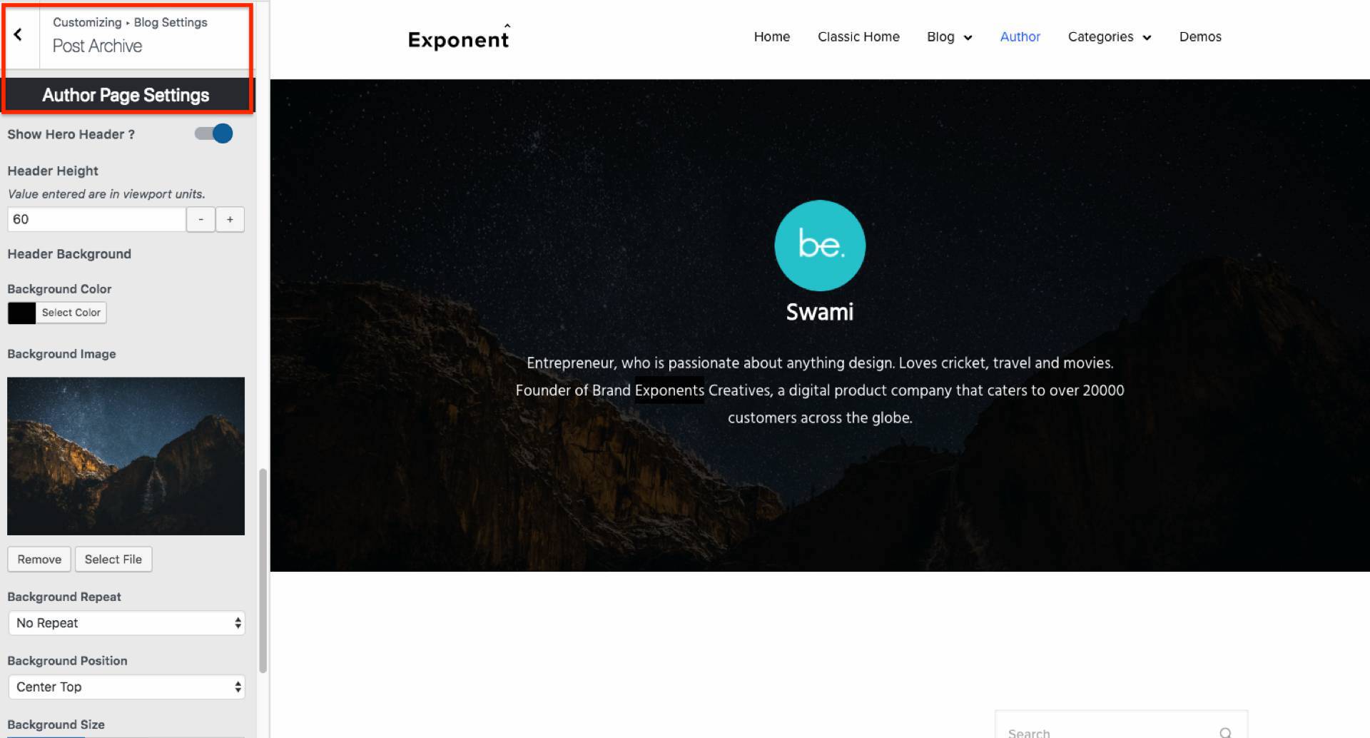 author-page-settings