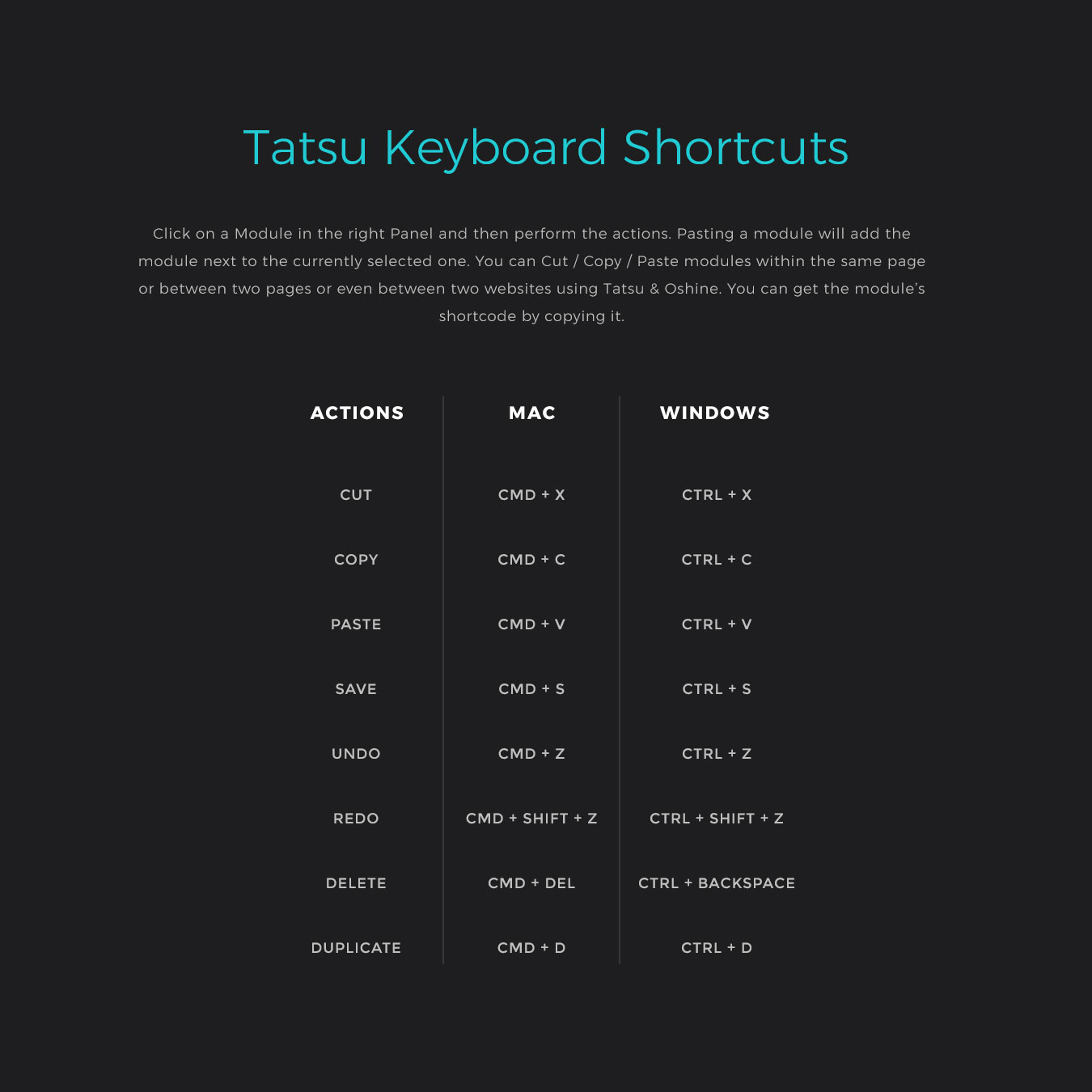 Keyboard Shortcuts Exponent Theme Documentation
